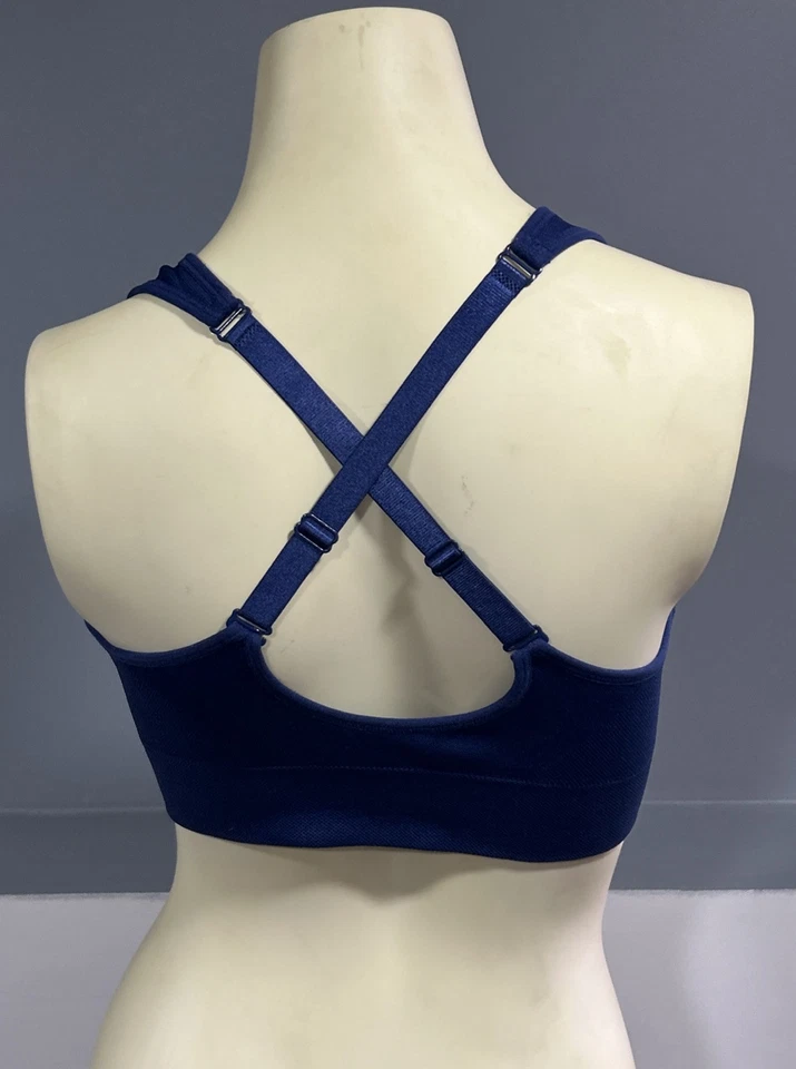 Sujetador deportivo Puma para mujer grande atlético azul Top gimnasio correr acolchado ajustable Foto 2 de 4