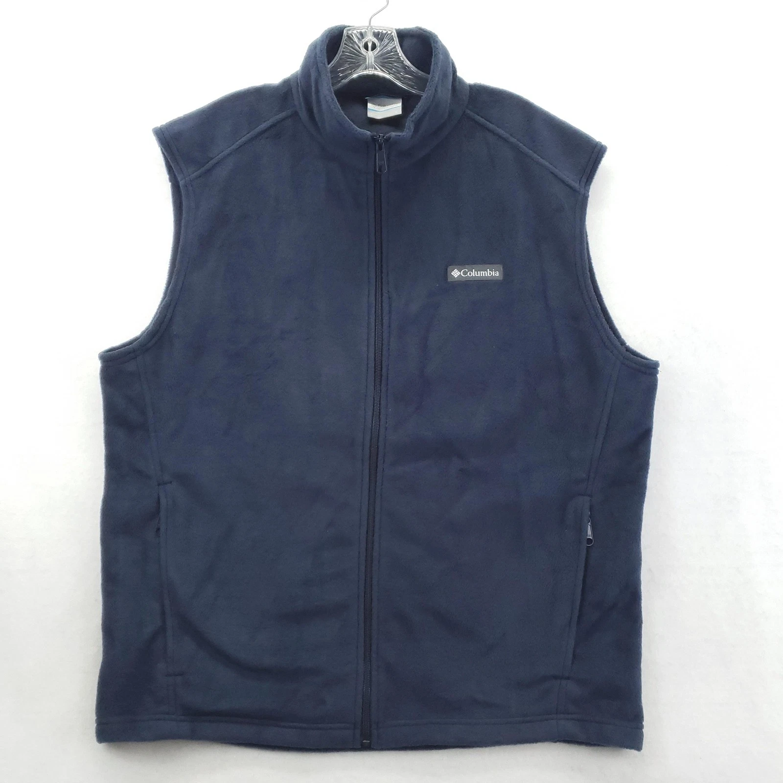 Columbia Fleece Vest Mens Large Blue Full Zip Sleeveless Jacket Outdoor AM1535