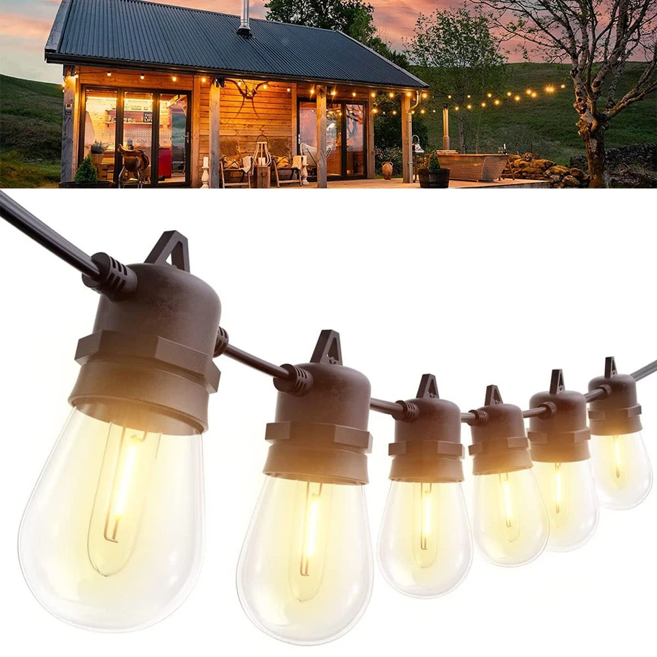 27/48/96FT Outdoor String Lights Shatterproof IP65 Connectable Patio Yard Garden - Image 2 of 4