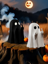 Halloween Ghost Figurine Resin Table Decor Funny Middle Finger Statue Cute Ghost