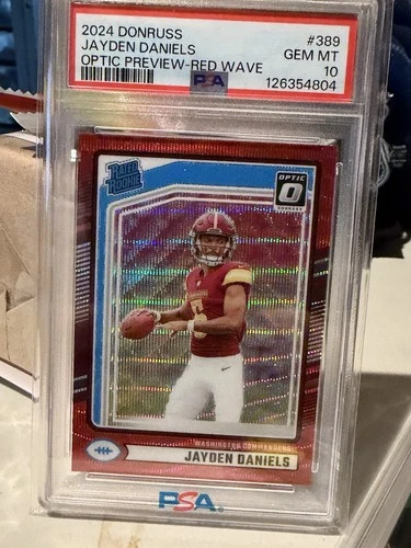2024 Donruss Optic Preview - Jayden Daniels Red Wave #389 Rated Rookie PSA 10