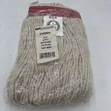 12 Commercial Wet Mop Head Cut-End Cotton White 24oz 1" 4-Ply 115509 Riteline