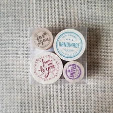 Wood Block Rubber 4 Stamps Stamp With Love For You Handmade