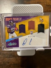 2017 Dalvin Cook Absolute Rookie Premiere Auto Triple Patch 13/149 Vikings RC