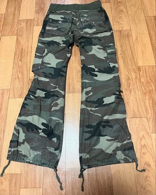 goa系 2000's linen flarepants archive y2k Y2K LGB Goa Camouflage Cargo Pants Archive Free Size Used 2509TK