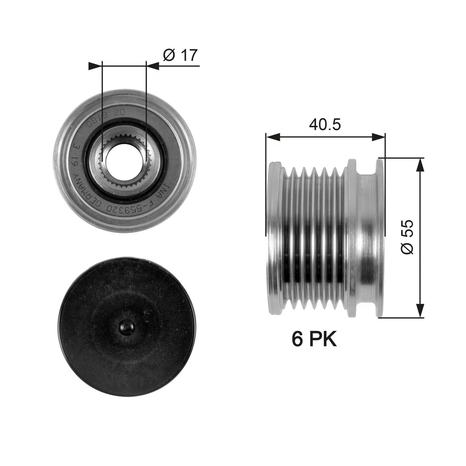 Overrunning Alternator Pulley fits MERCEDES C220 S202, W202 2.2D 97 to 00 Clutch - Image 2 of 4