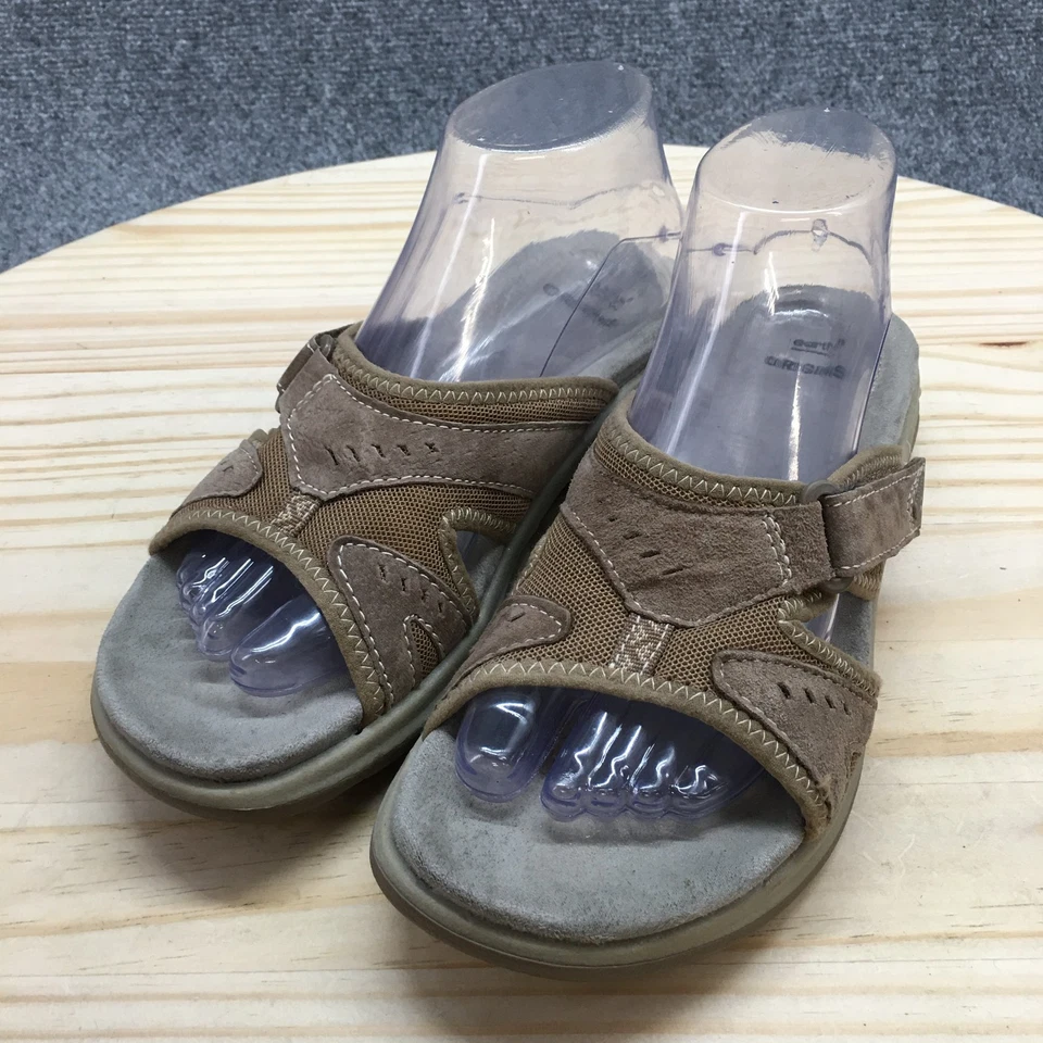 Sandalias Earth Origins para mujer 8 estrechas Henley Slide cuero marrón informales cómodas Foto 3 de 4