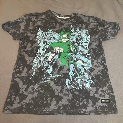 CultureFly Shirt Mens Sz XL Green Lantern Dc Comics Grey Tie Dye Justice League
