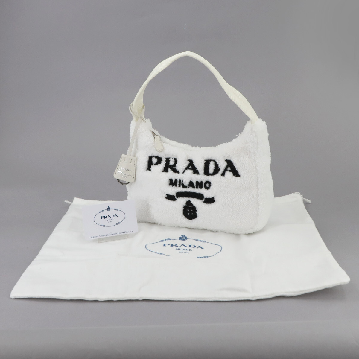 PRADA Re-Edition 2000 Terry Mini Hand Bag Pile White Black