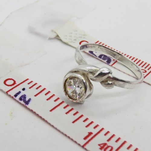 Tesoros recuperados--Talla 7 anillo solitario de plata esterlina circonita cúbica por SoniaMcD - Imagen 3 de 11