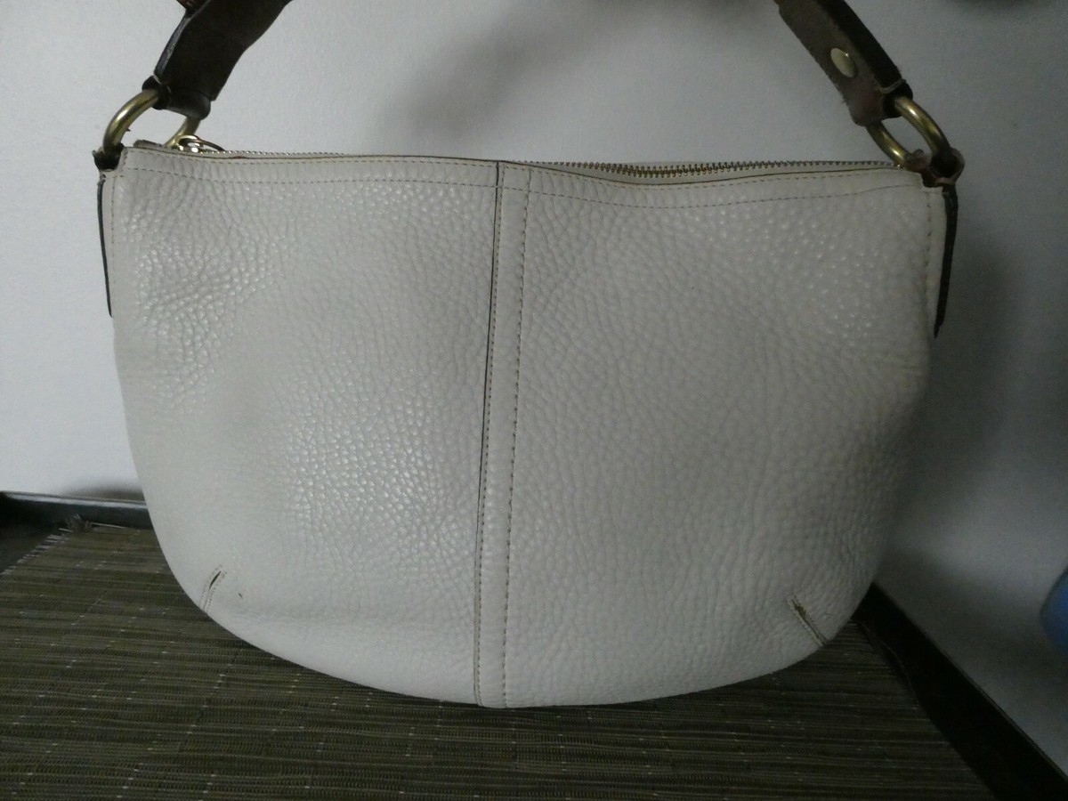 Authentic Coach vintage ivory/brown purse shoulder handbag A0882