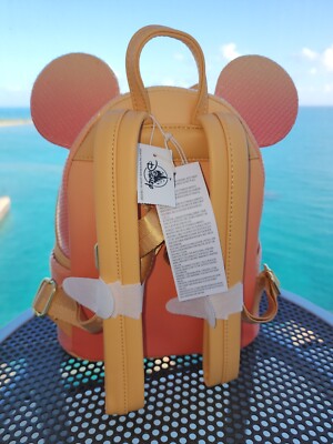 Disney Loungefly Orange Sunset Beach Mini Backpack with Mint Straps DISNEY Cruise Line Apricot Sunset Sequin Loungefly Backpack  main image 2