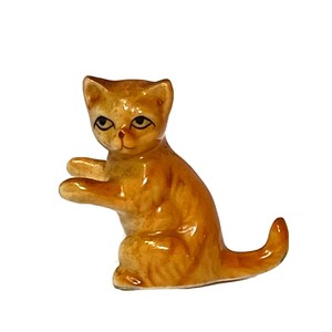 Miniature Genuine Bone China Cat Figurine Dark Orange Feline Tabby Statue | eBay