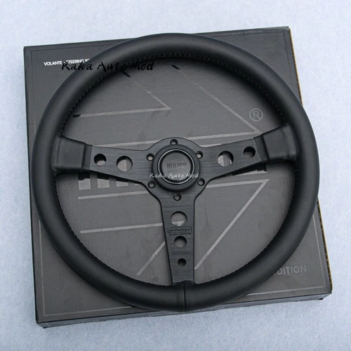 Volante 350mm MOMO Prototipo P5 Edición Negra Cuero Genuino - Imagen 2 de 12