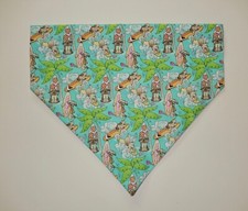 SUMMER DOGS--PALM TREES--SURFBOARDS ON AQUA DOG SCARF/BANDANA--S, M, L