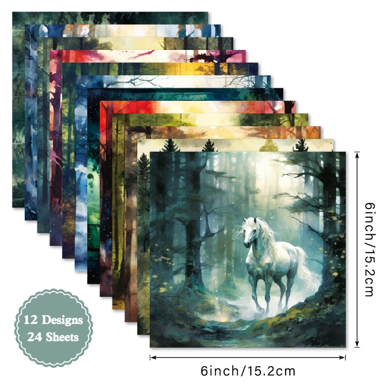 Álbum de recortes de madera de caballo almohadilla de papel para hacer tarjetas diarios basura álbum cartulina 24 piezas Foto 2 de 4