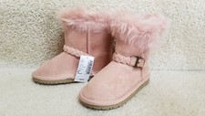 TCP CHILDREN'S PLACE GIRL PALE PINK FAUX SUEDE FUR BOOTS SHOES 9 NWT 30