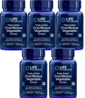 Triple Action Cruciferous Vegetable Extract, 5X60 Veg Caps Life Extension DIM 