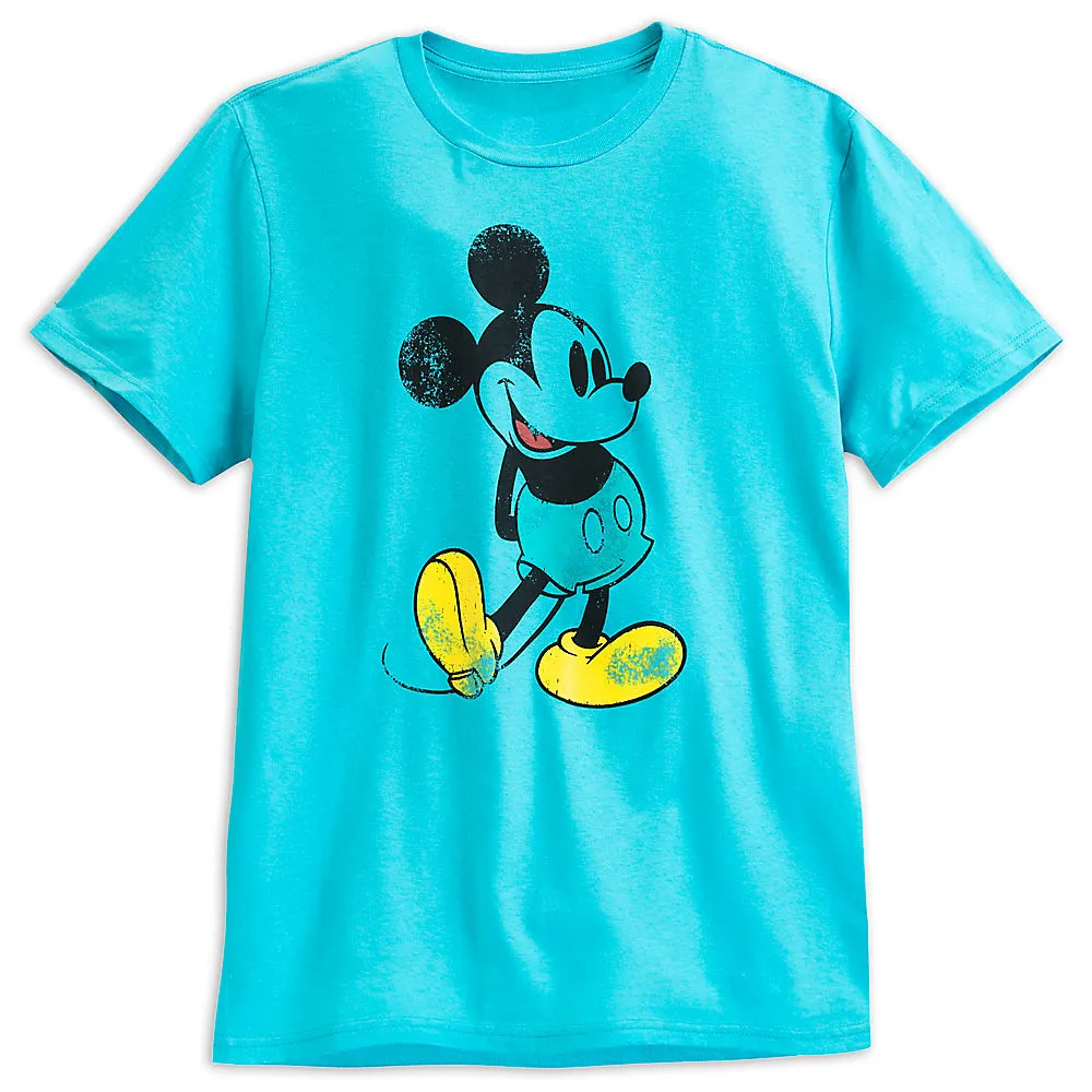 Gimnasta acre página Disney Store Classic Mickey Mouse Mens Aqua T Shirt Tee Size Small Medium  Large | eBay