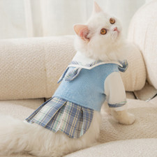 Japanese Puppy Small Denim Dog Dress Clothes Pet Cat Sweet Apparel Cute