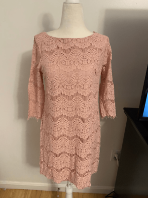 Jessica Howard Petite Lace Illusion Sheath Dress - Pink 8P Jessica Howard Petite Lace Illusion Sheath Dress - Pink 8P