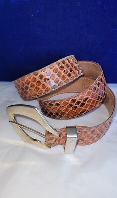 Vintage Carlos Falchi White Calfskin Leather Wide Belt w/ Snakeskin Design CARLOS FALCHI Wide Black Snakeskin Women main image 3