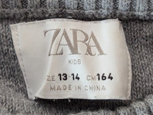 ZARA Kids Boys Acrylic Gray Snake "Like My Flow" Embroidered Sweater Size 13-14 - Picture 2 of 8