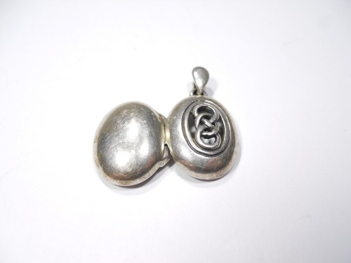 VINTAGE KELTISCHES KNOTEN DESIGN OVALES MEDAILLON 925 STERLINGSILBER CHARM ANHÄNGER - Bild 10 von 10