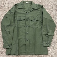 1966 OG107 Fatigue Shirt Vietnam War Cotton Sateen Utility 15.5 x 33