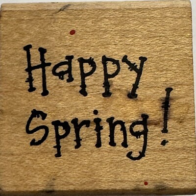 Imaginations! Rubber Stamp B427 Happy Spring Easter Flowers Eggs Grass Bunny