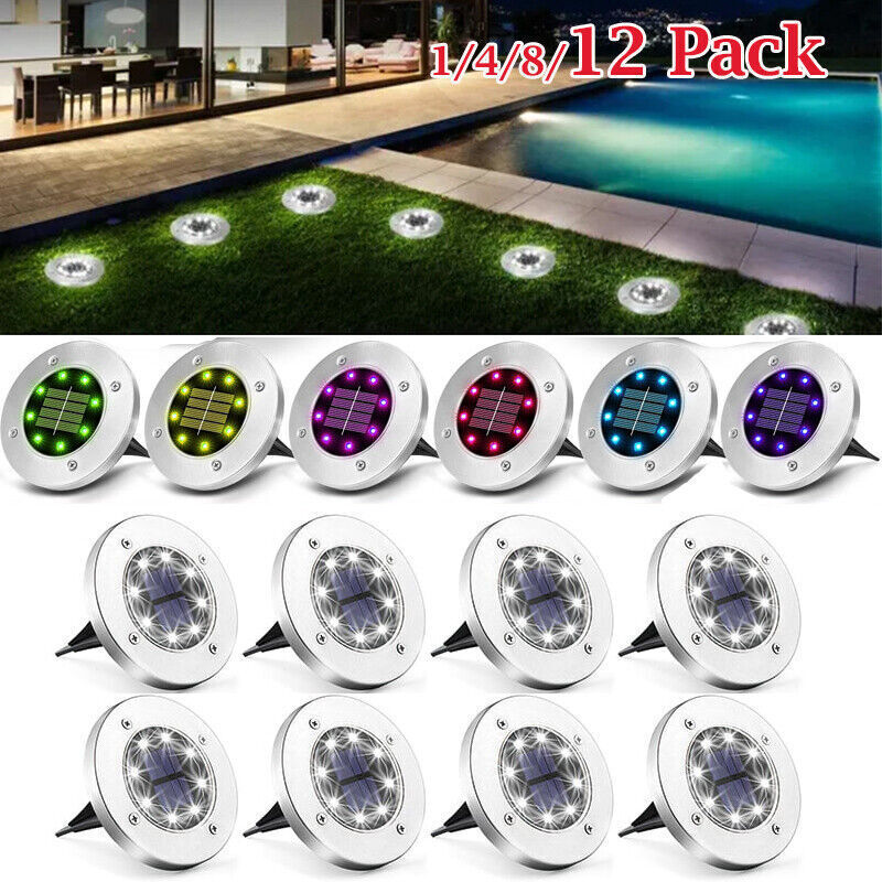Solar-Powered Outdoor Waterproof Garden Ground Lights with 8 LEDs for Yard Decor