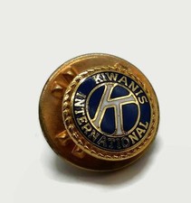Kiwanis International Club Enamel Gold Tone Blue Lapel Hat Pin