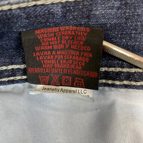 Blue Cult Jeans Womens 44 Dark Blue Denim Straight 100% Cotton Embroidered 44x32 - Picture 12 of 17