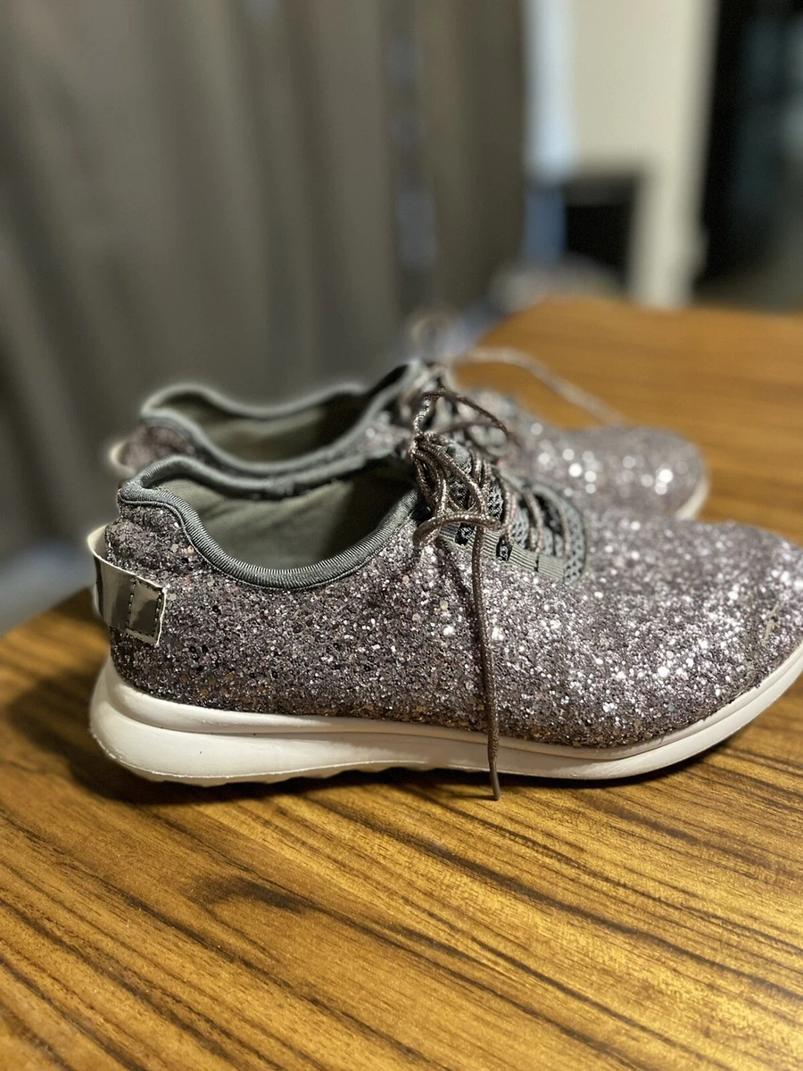 Silver Sparkle Tennis Shoes with Laces