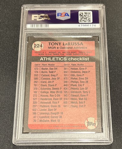 Tony LaRussa Vintage Sig Oakland A's #224 Signed Auto Topps Card ~ PSA/DNA Slab - Picture 5 of 7