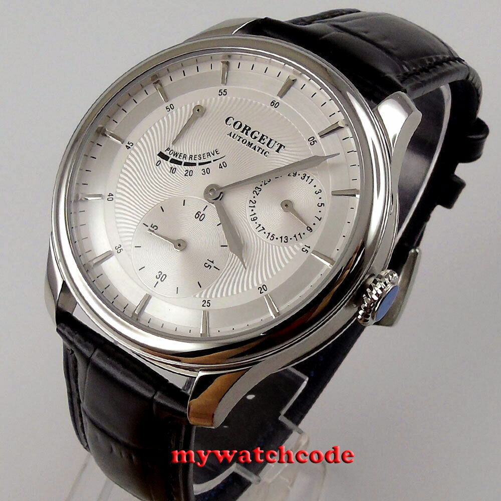 Parnis White Dial 42mm Steel Power Reserve Miyota 9100 Automatic Mens Watch For Sale Online Ebay