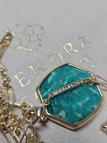 Kendra Scott Davis Necklace Long Pendant Dark Teal Amazonite NEW NWOT - Picture 5 of 6