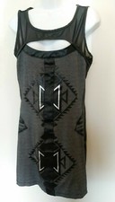 Ligali Black & Gray Fitted Body Con Dress Sz Large Fits some  Meds  new no tag 