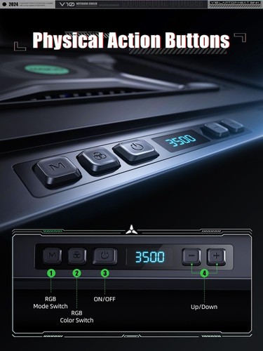 llano V10 Gaming Laptop Cooler, RGB Laptop Cooling Pad Stand with Powerful 4.... - 第 4/7 張圖片