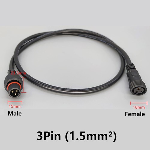 Waterproof Male Female Wire 3Pin Cable Connector Electrical Power Plug Socket - Picture 2 of 6