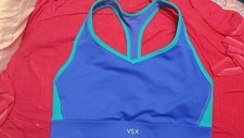VICTORIA'S SECRET VSX THE PLAYER RACERBACK SPORTS BRA SIZE XS BLUE / TEAL