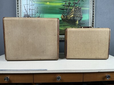 Set 2 Vintage Hartmann Sky-Robe Steamer Railroad Tan Hard