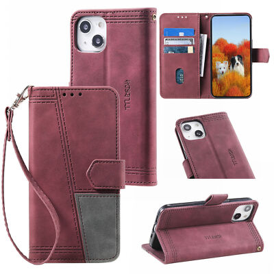 Luxury Flip Splice PU Leather Wallet Cover Case For 16 15 14 13 12 11 Pro Max