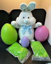 LIGHTED EASTER BUNNY. WITH CHANGING COLORED LIGHTS, EGGS AND GRASS. ALL NEW