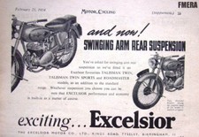Original EXCELSIOR 250cc 'Talisman Twin' Motor Cycle ADVERT : 1954 Print AD
