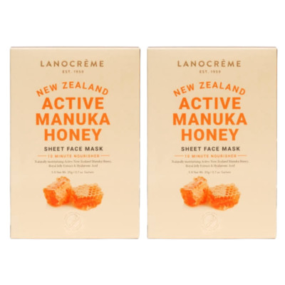 [Lanocreme] 2 x New Zealand Active Manuka Honey Sheet Face Mask (20ml x 5 Pcs)
