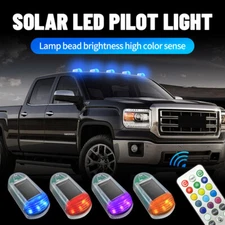5 Pack Solar Powered LED Cab Roof Marker Running Lights w/Remote For Trucks SUV