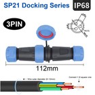 SP21 Series Waterproof Inline Cable Coupler Plug & Socket Connector Pair