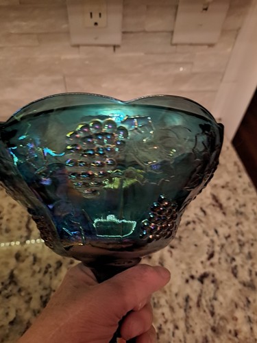 Carnival glass Candy Dish Grapes 7 1/2 in Tall - Picture 2 of 3