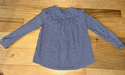 ZARA GIRLS NAVY BLUE & WHITE PINSTRIPE BLOUSE SIZE 8 EXCELLENT COND LD3 - Picture 3 of 3